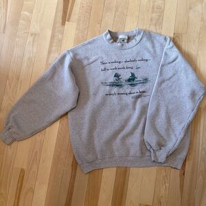 Vintage Lee crew neck sweatshirt tan beige green black whimsical graphic. M